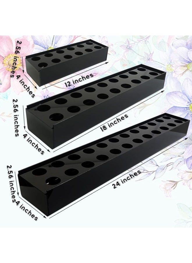 Long Acrylic Vase with Holes for Flowers, Black Rectangular Flower Vase Acrylic Flower Box, Acrylic Modern Vase Length 12/18/24