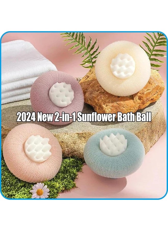 2024 New Upgrade 2-in-1 Sunflower Bath Ball,Bath Sponge,Shower Ball,Super Soft Sunflower Suction Cup Bath Ball (8pcs)