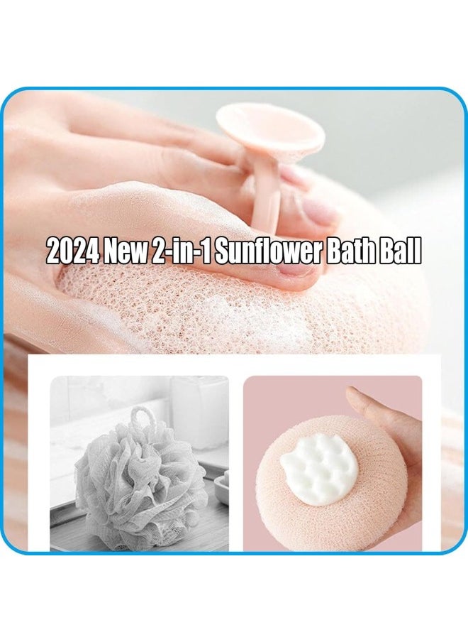 2024 New Upgrade 2-in-1 Sunflower Bath Ball,Bath Sponge,Shower Ball,Super Soft Sunflower Suction Cup Bath Ball (8pcs)