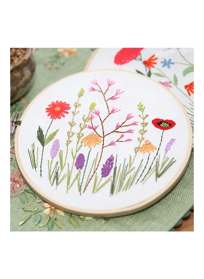 DIY Stamped Embroidery Starter Kit with Flowers Plants Pattern Embroidery Cloth Color Threads Tools Kit Style:1#(no Embroidery hoop) multicolor 21*21*21cm