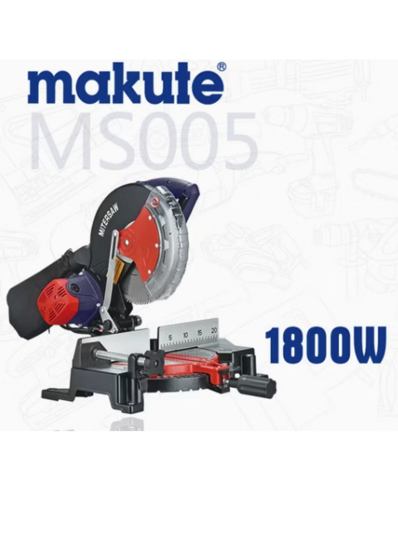 255mm Miter Saw  with 1800W Adjustable Cutting Angles 6000RPM Dual Bevel Lock Bevel Adjustment for cutting both wood and metal and for More MS005