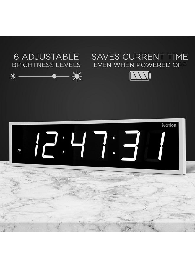 Huge Large Big Oversized Digital Led Clock - Shelf Or Wall Mount (24 Inch - White)