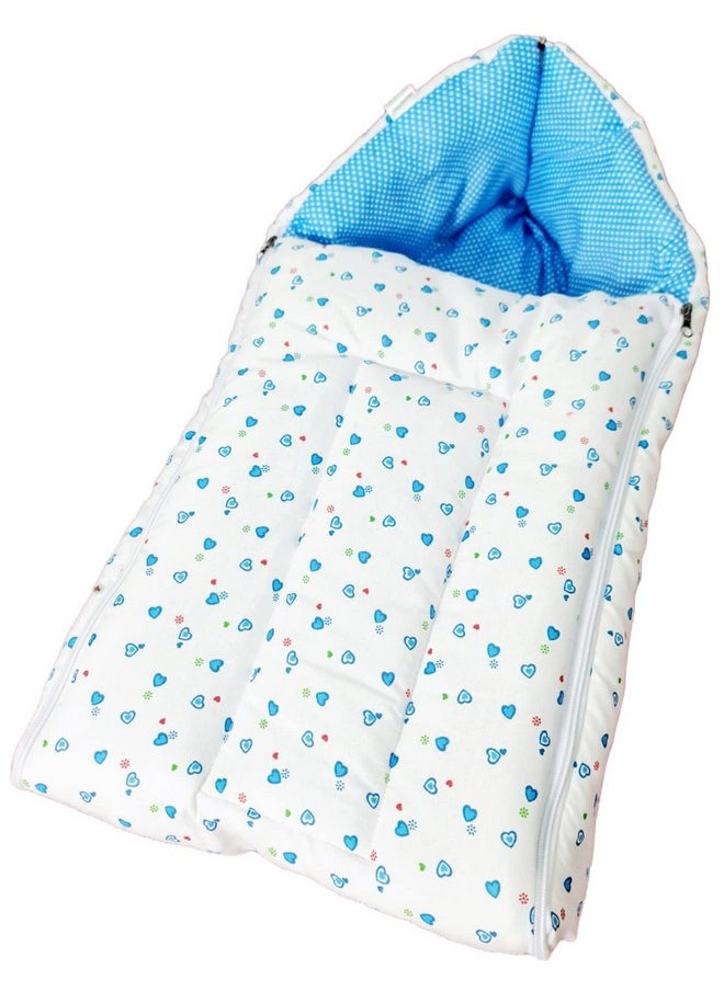 BRANDONN Baby Bedding Gift Pack Combo of Bed with 3 Pillow Set and Sleeping Bag | Carry Bag Combo of 2, Sky Blue