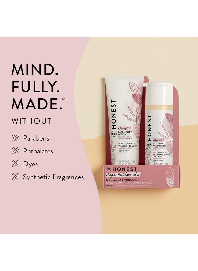 2-In-1 Cleansing Shampoo + Body Wash And Face + Body Lotion Bundle | Gentle For Baby | Naturally Derived | Sweet Almond Nourish, 18.5 Fl Oz