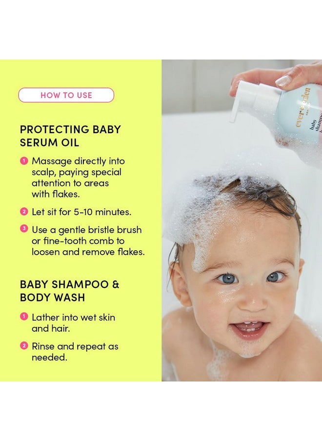 Baby Cradle Cap Care Bundle: Clean & Vegan Shampoo, Body Wash, Protecting Oil For Newborns - Great For The Whole Family