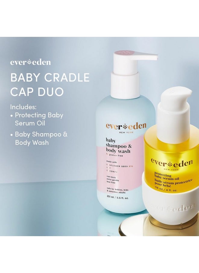 Baby Cradle Cap Care Bundle: Clean & Vegan Shampoo, Body Wash, Protecting Oil For Newborns - Great For The Whole Family