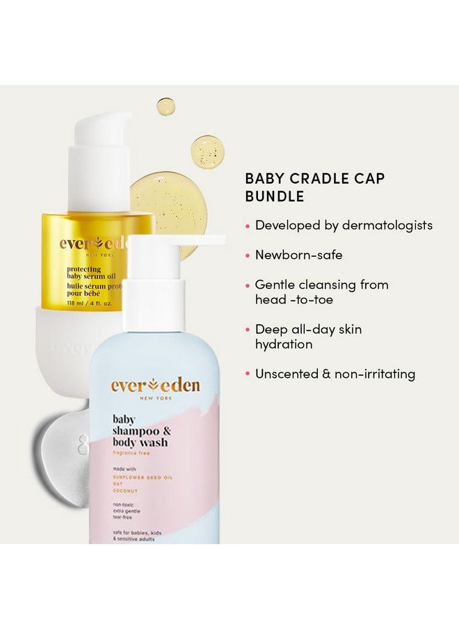Baby Cradle Cap Care Bundle: Clean & Vegan Shampoo, Body Wash, Protecting Oil For Newborns - Great For The Whole Family