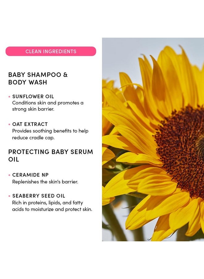 Baby Cradle Cap Care Bundle: Clean & Vegan Shampoo, Body Wash, Protecting Oil For Newborns - Great For The Whole Family