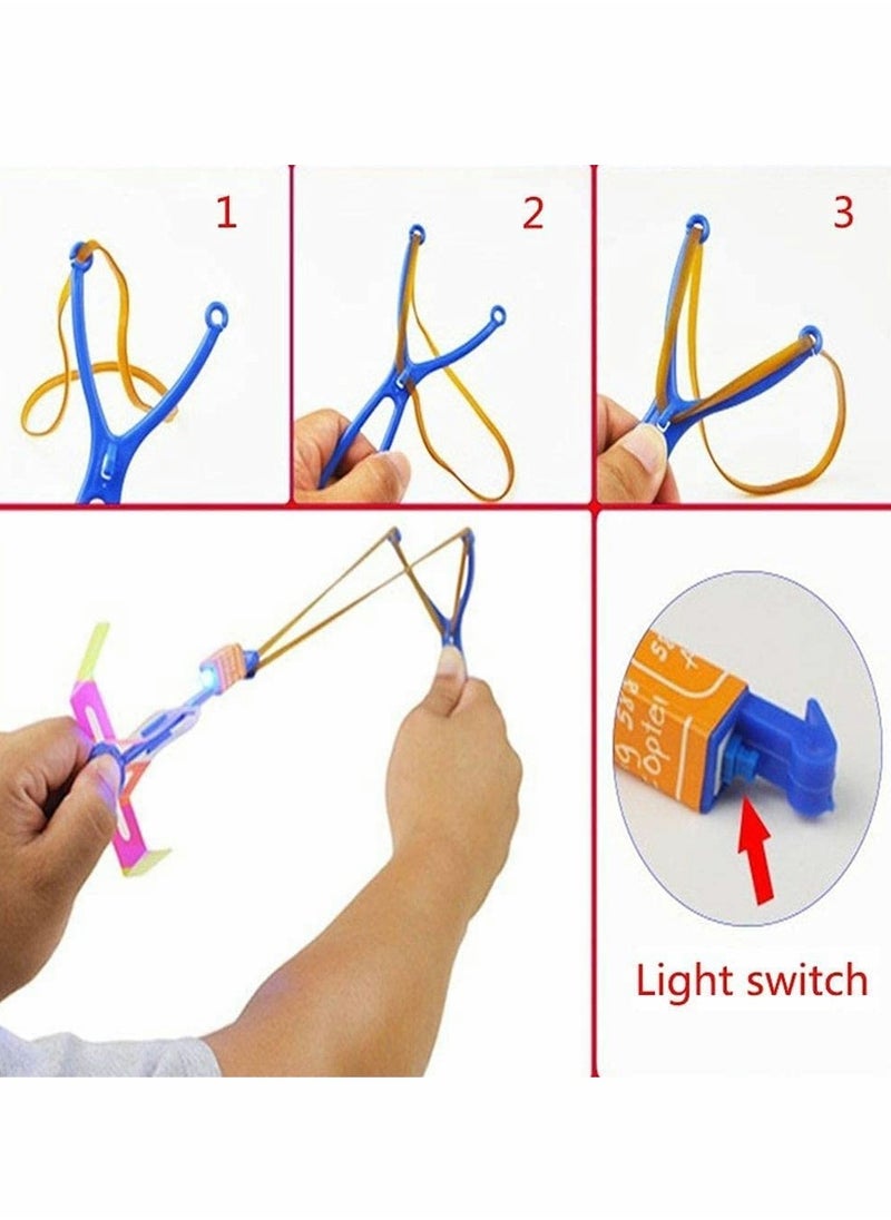 Helicopter Flying Toy Rocket Slingshot Toy with LED Lights Glow in The Dark Fun Party Supplies for Birthday Gifts Outdoor Game for Children Kids Educational Toys for Children (10pcs)