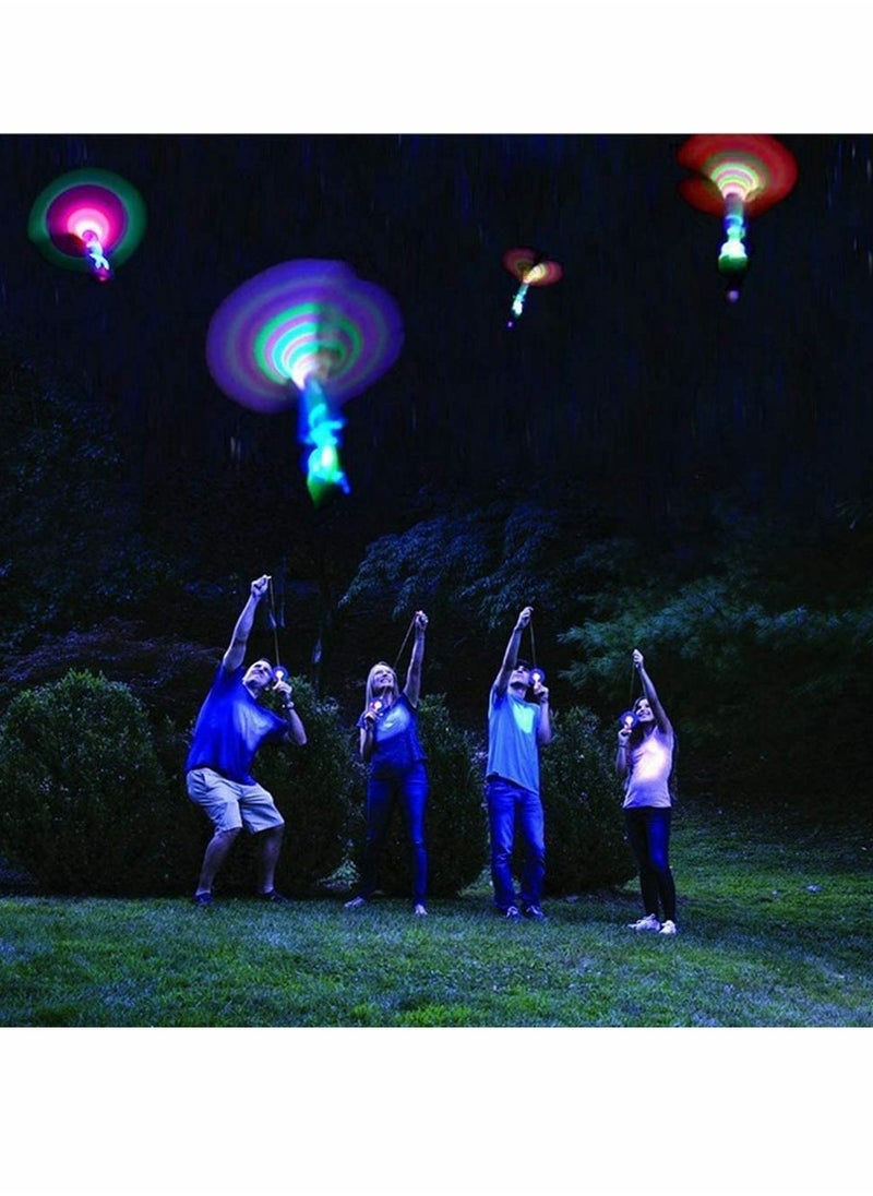 Helicopter Flying Toy Rocket Slingshot Toy with LED Lights Glow in The Dark Fun Party Supplies for Birthday Gifts Outdoor Game for Children Kids Educational Toys for Children (10pcs)