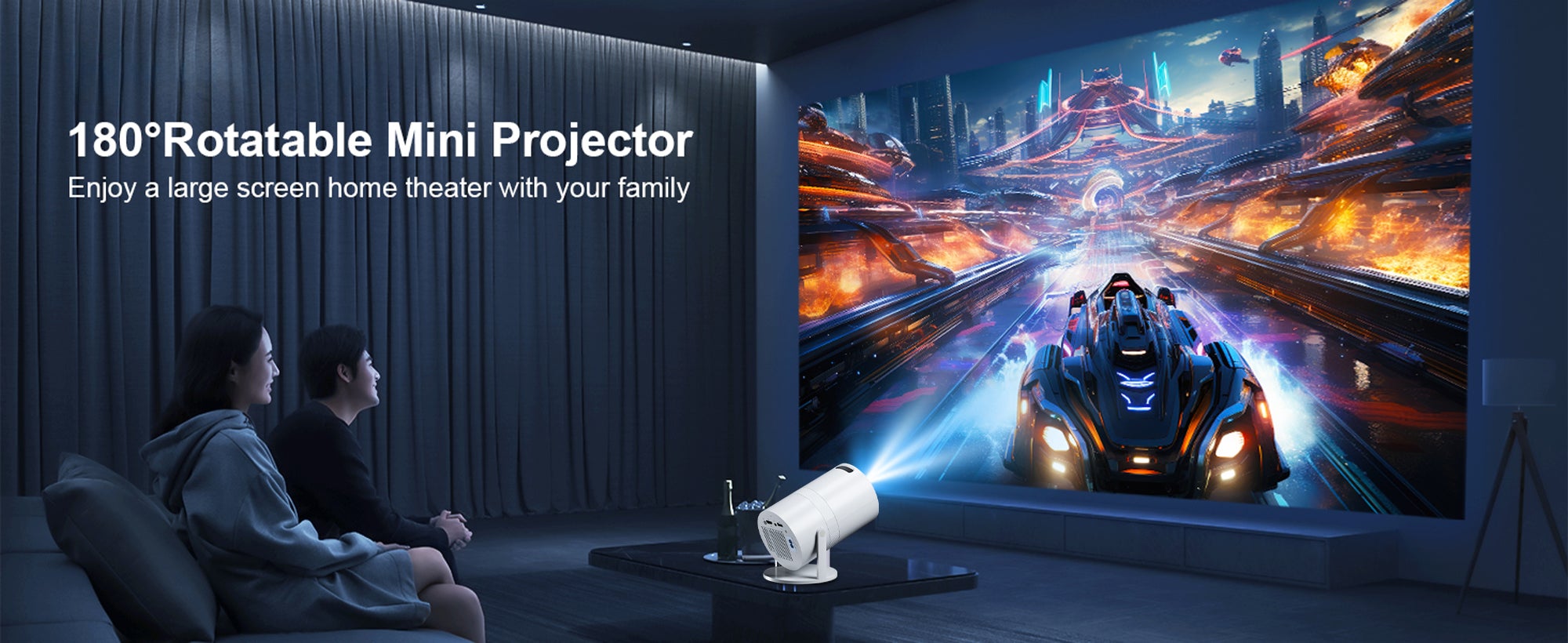 Mini Portable Projector 5G Wifi BT 5.2 Android 11, Projector 4K 1080P Full HD Support 260 ANSI 270° Rotatable HDMI  Mirror Screen