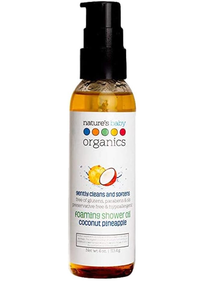 Nature's Baby Organics Gentle Foaming Bath & Shower Oil Combination For Mom and , Formulated for Dry & Sensitive Skin, No Sulfate, DEA, Preservatives or Paraben, Coconut Pineapple | 113.4g