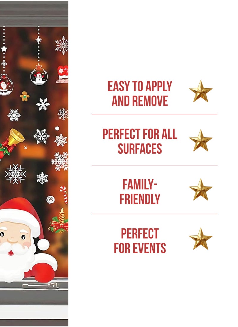 Snowflake & Ornament Window Stickers – 20x30cm Reusable Winter Decals for Glass Surfaces, Perfect for Christmas and Seasonal Decorations