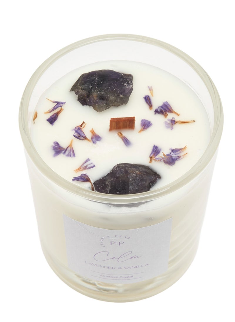 Amethyst Crystal 'Calm' Candle, 200g