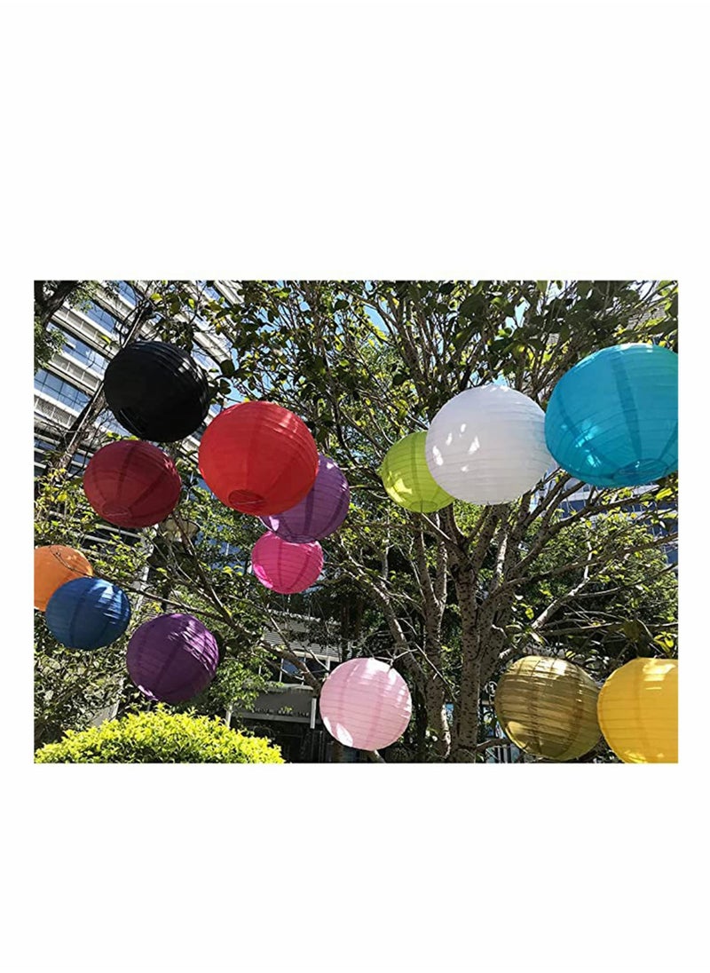 10Pcs Blue Paper Lanterns Decorative, Chinese/Japanese Hanging Round Foldable Lantern, for Birthday, Wedding, Halloween, Bridal Shower, Home Decor, Party (Size of 4”, 6”, 8”, 10”)