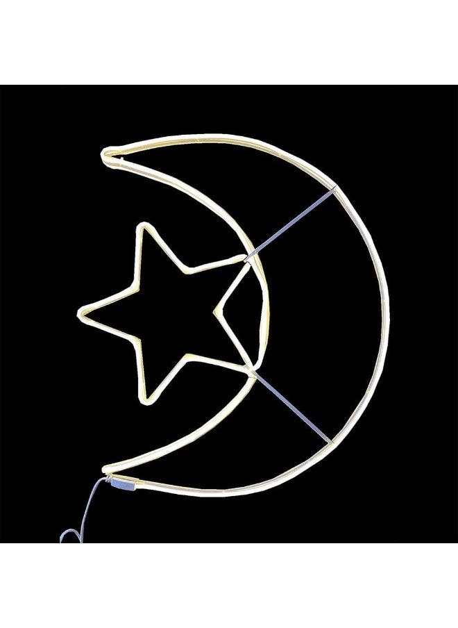 Curved 50cm Moon Star Light Muslim Ramadan Hanging Decorative Light Moon Lantern Eid Mubarak Light With Electric Plug