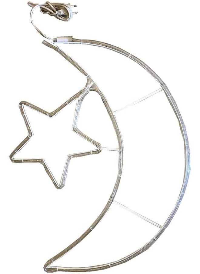 Curved 50cm Moon Star Light Muslim Ramadan Hanging Decorative Light Moon Lantern Eid Mubarak Light With Electric Plug