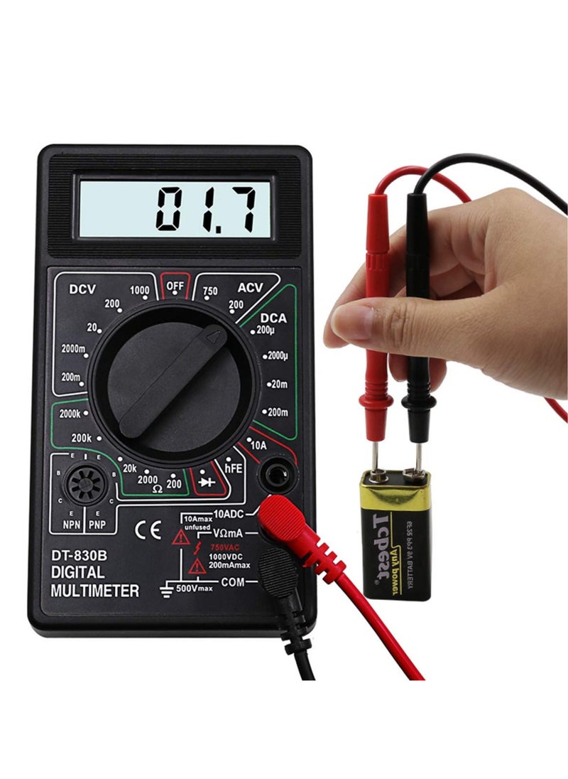 DT-830B Black Digital Multimeter Voltmeter/Ammeter Digital LCD Multimeter, AC DC/Rods with diode