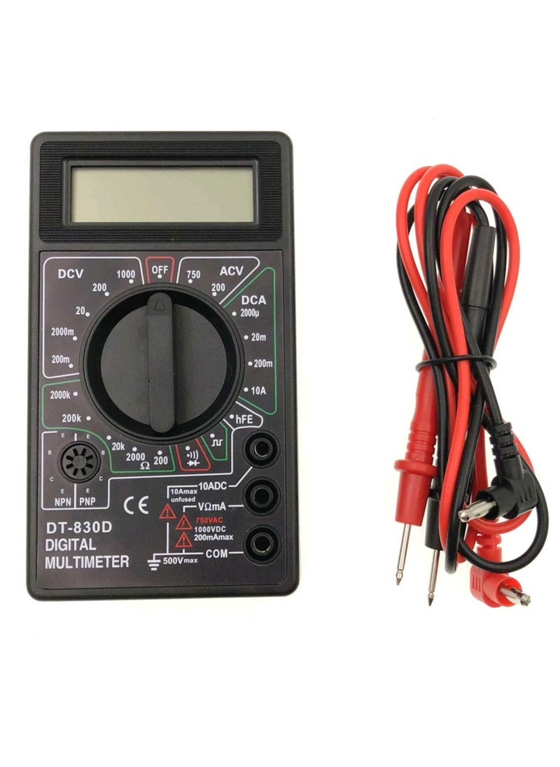 DT-830B Black Digital Multimeter Voltmeter/Ammeter Digital LCD Multimeter, AC DC/Rods with diode