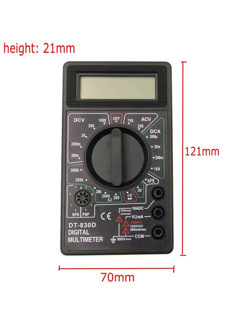 DT-830B Black Digital Multimeter Voltmeter/Ammeter Digital LCD Multimeter, AC DC/Rods with diode