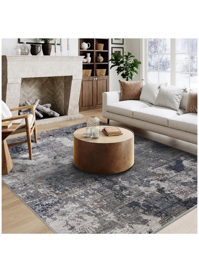 5X7 Area Rugs - Machine Washable Area Rugs 5X7 For Living Room, Soft Washable Rugs 5X7, Non-Slip Washable Area Rug, Stain Resistant Abstract Low Pile Thin Washable Rug 5X7