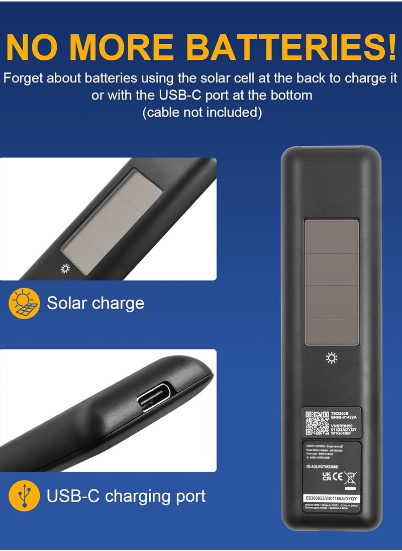 Solar Voice Remote Control Replacement for Samsung Neo QLED 8K HDR Smart TVs (2023) – Eco-Friendly, Voice Control, Rechargeable, Premium Design, Compatible with Multiple Functions