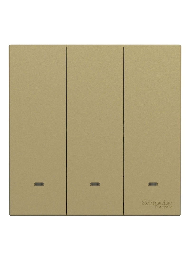 Schneider Electric Avataron C Switch With Fluorescent Locator E8733L1F_WG, 3 Gang, 16Ax Wine Gold 250 V 1 Way