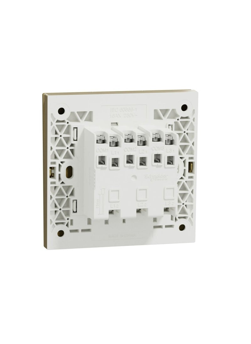 Schneider Electric Avataron C Switch With Fluorescent Locator E8733L1F_WG, 3 Gang, 16Ax Wine Gold 250 V 1 Way