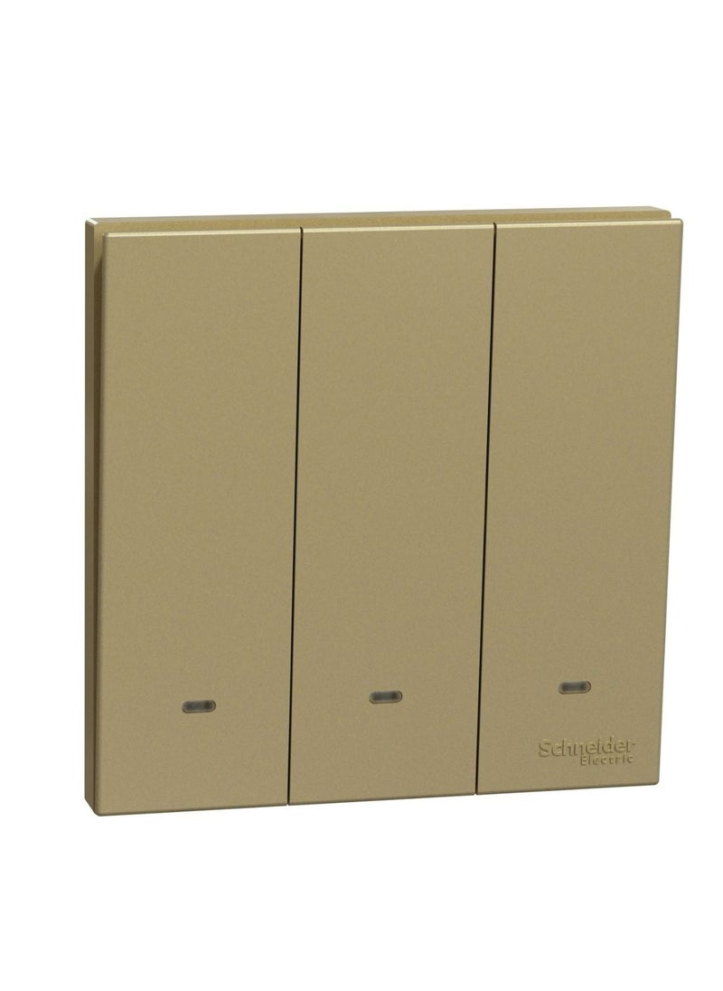 Schneider Electric Avataron C Switch With Fluorescent Locator E8733L1F_WG, 3 Gang, 16Ax Wine Gold 250 V 1 Way