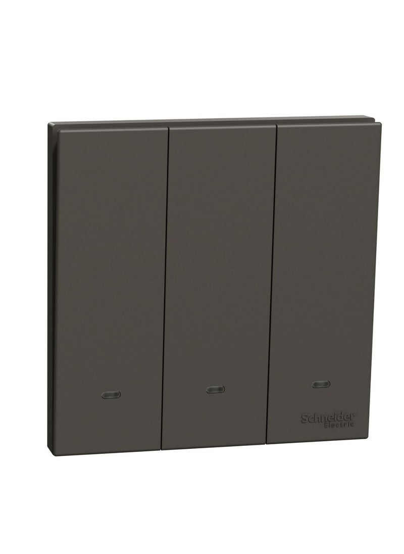 Schneider Electric Avataron C Switch With Fluorescent Locator E8733L1F_DG, 3 Gang, 16Ax Dark Grey 250 V 1 Way