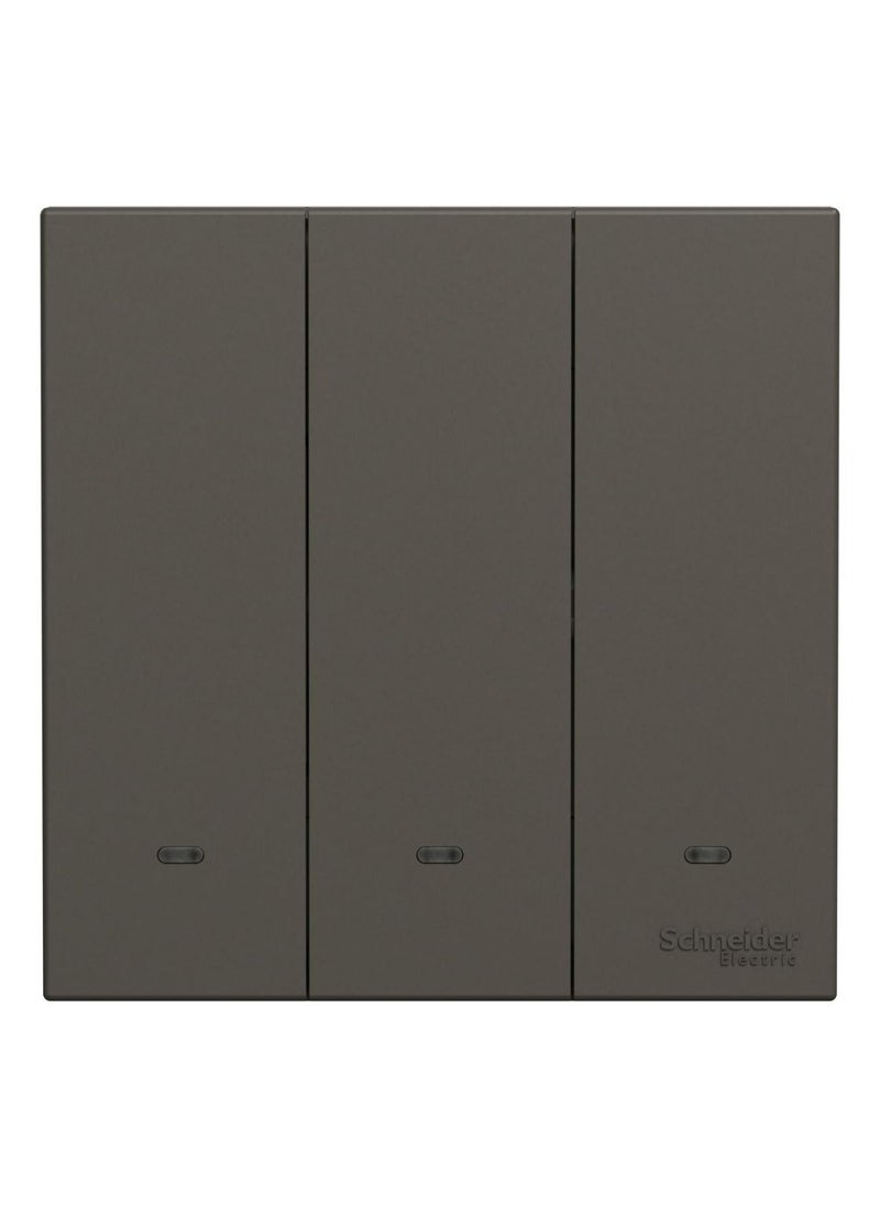 Schneider Electric Avataron C Switch With Fluorescent Locator E8733L1F_DG, 3 Gang, 16Ax Dark Grey 250 V 1 Way