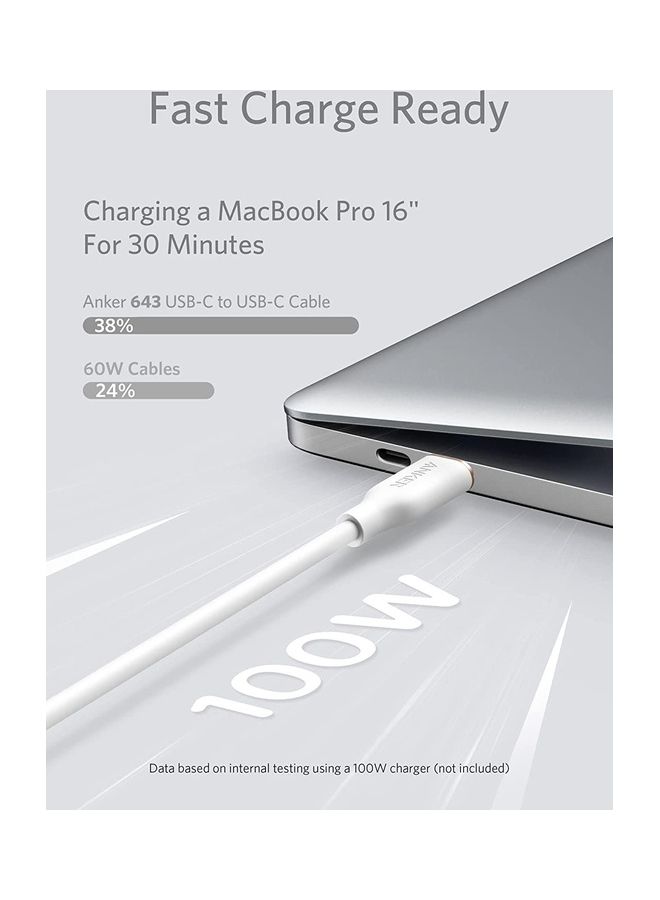 USB-C to USB-C Cable, 643 Cable 100W 6ft, USB 2.0 Type C Charging Cable Fast Charge for MacBook Pro/Air (M1/M2), iPad Pro/Air/Mini, Galaxy S25/S24/S23/S22, Pixel 8/7/6, Switch, and More (Cloud White) White