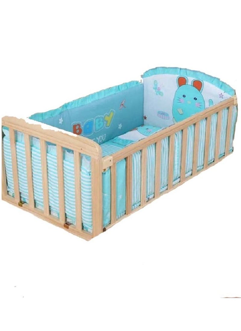 6pcs Set Mice Printed Crib Bumper For Newborn Pure Cotton Bed Protector Removable And Washable