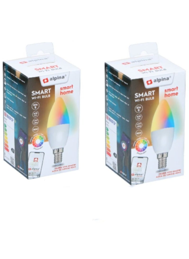 Pack of 2 Alpina Smart bulb RGB WW E14 4.9W