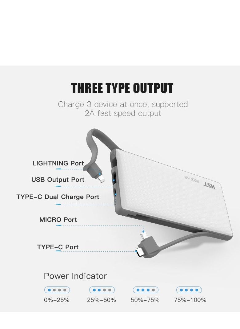 10000 mAh 8 In 1 Multiple Powerbank Docking Station-White