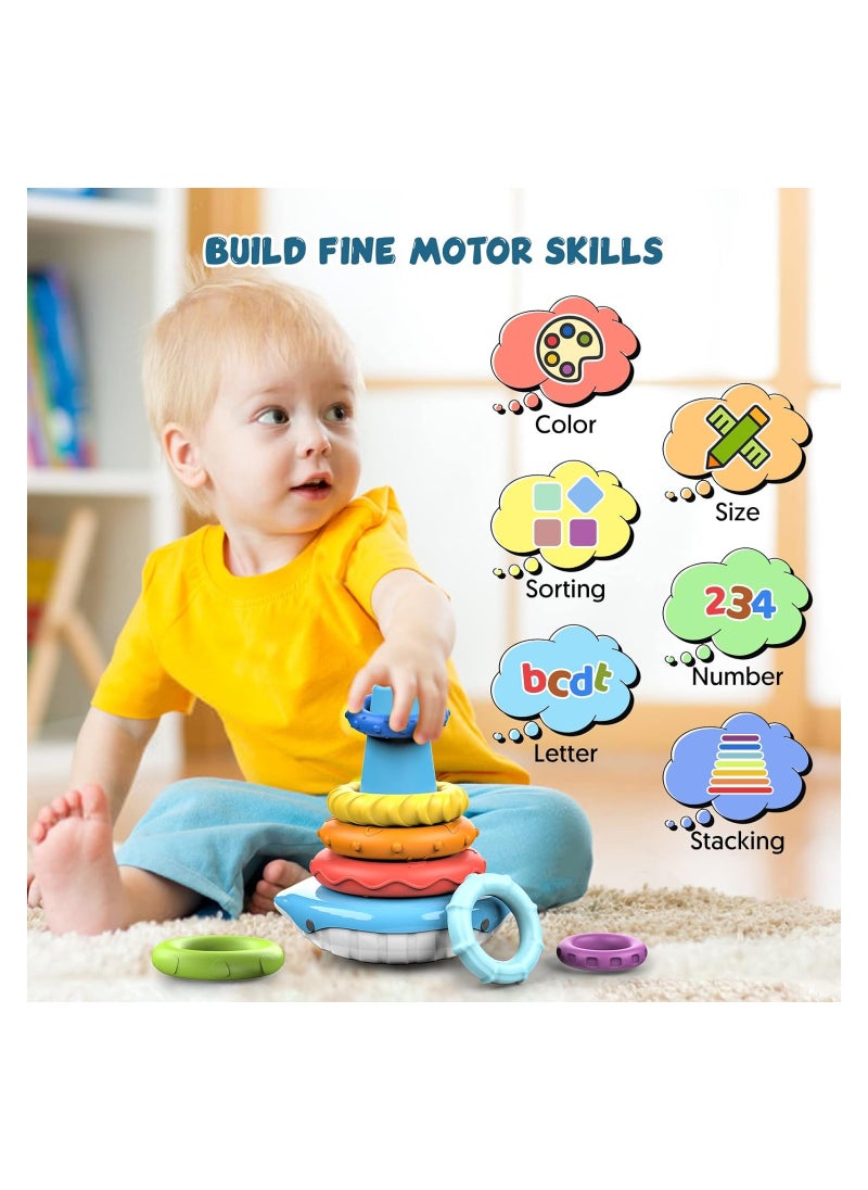 Stacking Toys Baby Blocks, Sensory Montessori Stacking Toys for Toddlers, Development Teething Infant Toy, Learning Educational Gifts for 6 9 12 18 Months, Early Education Educational Toys