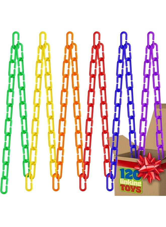 120 Pcs Plastic Chain Links For Kindergarten, Link And C Clips For Kindergarten Math Games, Classroom Must Haves And Fine Motor Toys, Links For Fine Motor Skills & Kindergarten Manipulatives