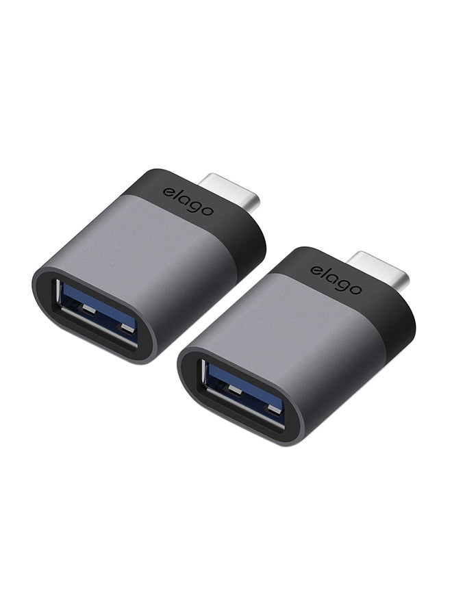 2-Piece USB Adapter Set Dark Grey/Black