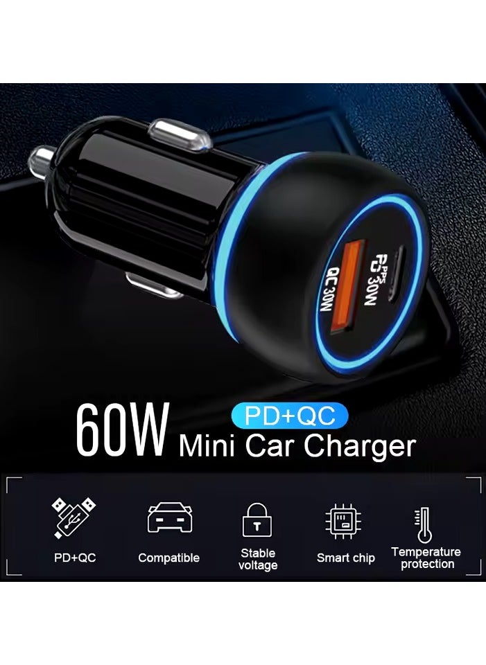 38W Dual Fast Car Charger with Intelligent Shunt | Super Fast Charging, Dual PD Ports for Quick & Safe Charging