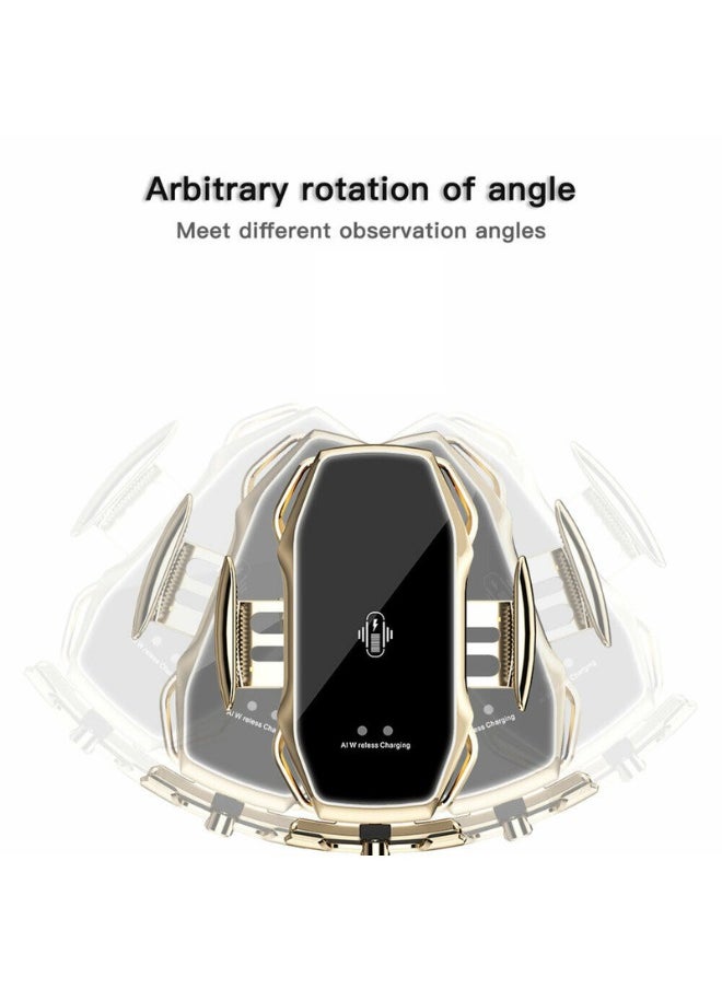 Wireless Car Charger And Mount With Infrared Smart Sensor – DENT A5 10W Fast Charger (Air Vent & Telescoping Arm) (Gold)