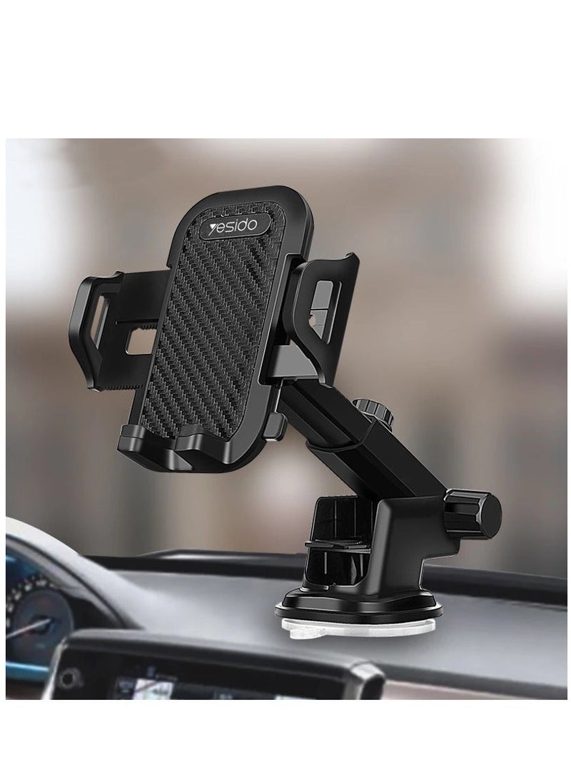 Yesido C23 Universal Car Phone Holder Stand Dashboard Windshield GPS Car Mount Bracket Sucker Mobile Phone Holder Under For 6.4 inch devices