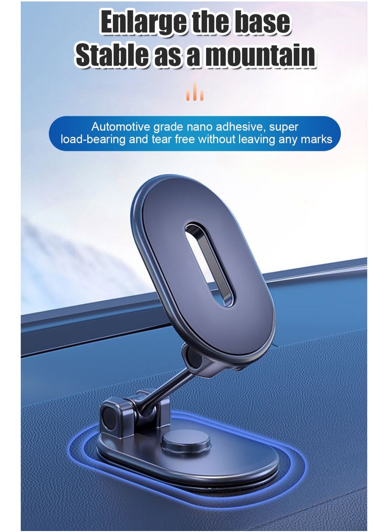 Newest Alloy Folding Magnetic Car Phone Holder with Strong Magnet 360° Rotation Universal Dashboard Mount for Smartphones and Tablets