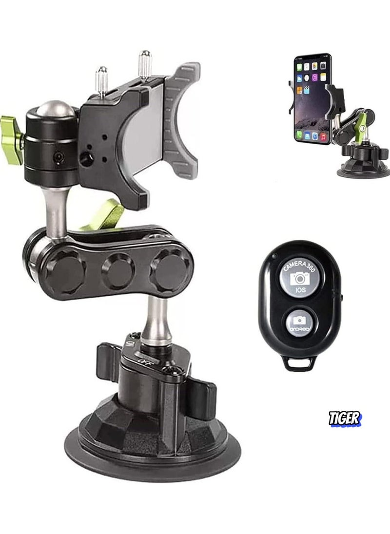 Universal Ball Head Arm for Phone – 360° Rotatable & Retractable Car Mount, Ballhead Magic Arm Suction Cup Holder, Car Basic Sucker Arm, GPS Holder for Car Windshield, Dashboard & Window