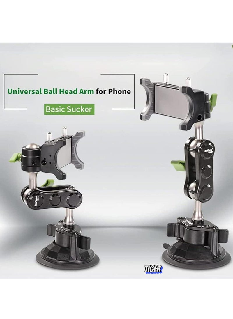 Universal Ball Head Arm for Phone – 360° Rotatable & Retractable Car Mount, Ballhead Magic Arm Suction Cup Holder, Car Basic Sucker Arm, GPS Holder for Car Windshield, Dashboard & Window