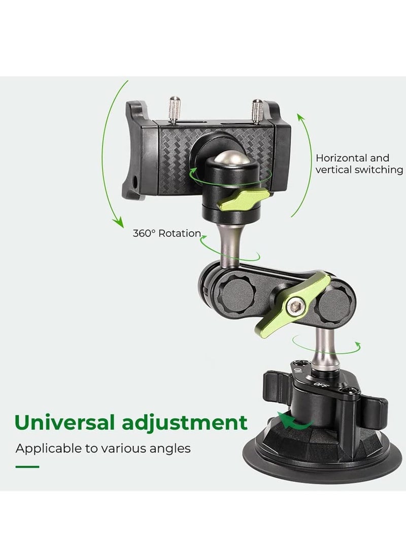 Universal Ball Head Arm for Phone – 360° Rotatable & Retractable Car Mount, Ballhead Magic Arm Suction Cup Holder, Car Basic Sucker Arm, GPS Holder for Car Windshield, Dashboard & Window