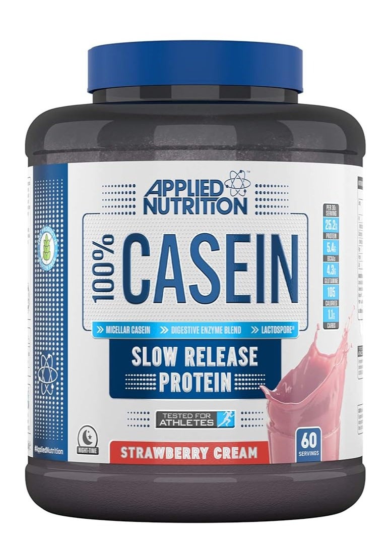 Applied Nutrition Casein Protein Powder Slow Release Protein Strawberry Cream 1.8kg 60 Servings