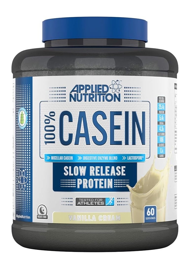 Applied Nutrition Casein Protein Powder Slow Release Protein Vanilla Cream 1.8kg 60 Servings