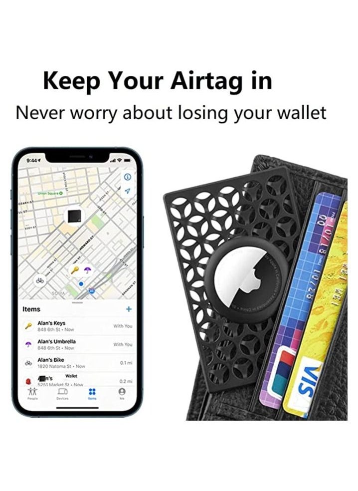 Card Case for Apple Airtag, Apple Airtag Holder 2 Packs, Ultra Slim Credit Card Size AirTags Case for Purse, Wallet, Handbag, Backpack, Work Card Anti-lost Protective Case (Black)