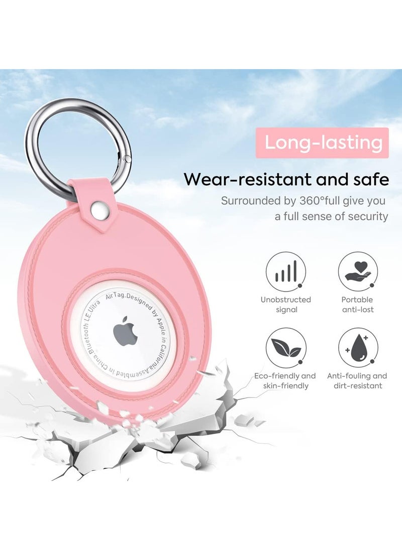 Silicone Holder for AA Medallion or Coin and AirTag Case Sober Gift Keychain Recovery Chip Waterproof Soft Stand (Pink)