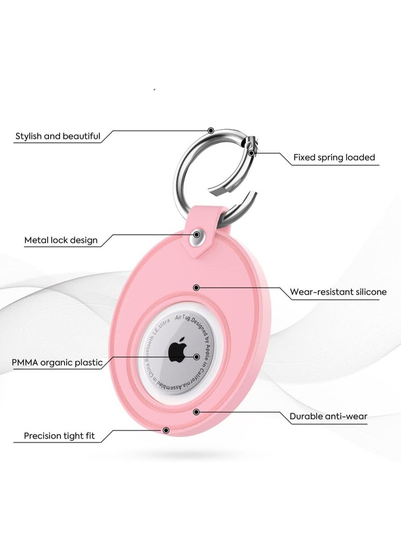 Silicone Holder for AA Medallion or Coin and AirTag Case Sober Gift Keychain Recovery Chip Waterproof Soft Stand (Pink)